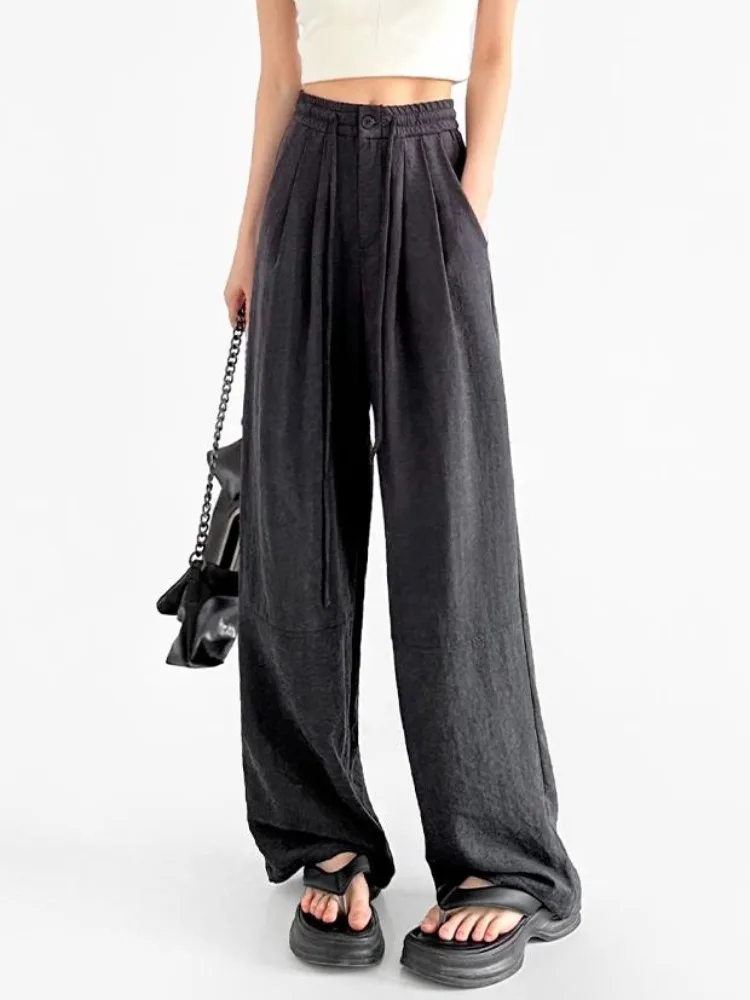 アロン カラーシリーズ センバッハ クールセンセーション 軽量ワイドレッグパンツ 怠惰な着心地でスリムに見える日焼け止めアイスシルクカジュアルパンツ 女性用...