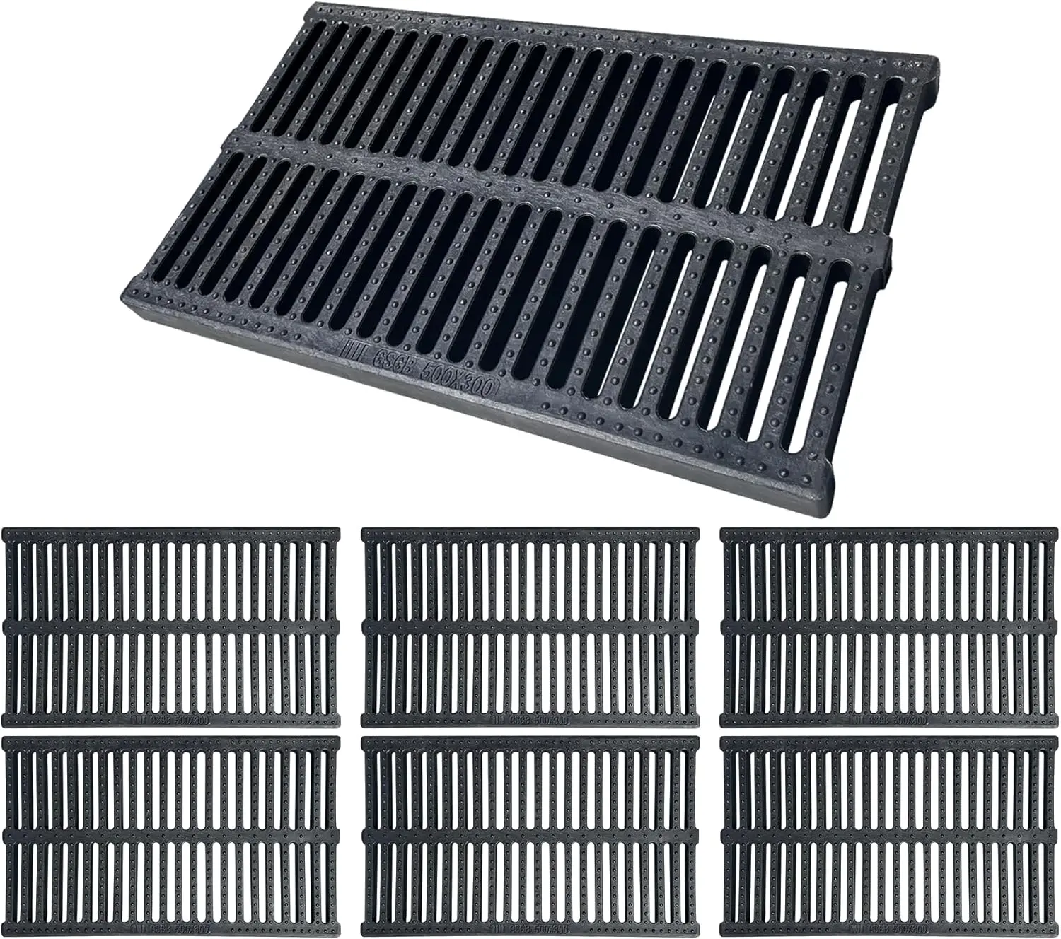 

A15 6 Pack Polymer Plastic Channel Drain Grate 19 7x11 8x1 2 in Durable Trench Cover Total Length 118 in Polymer Drain