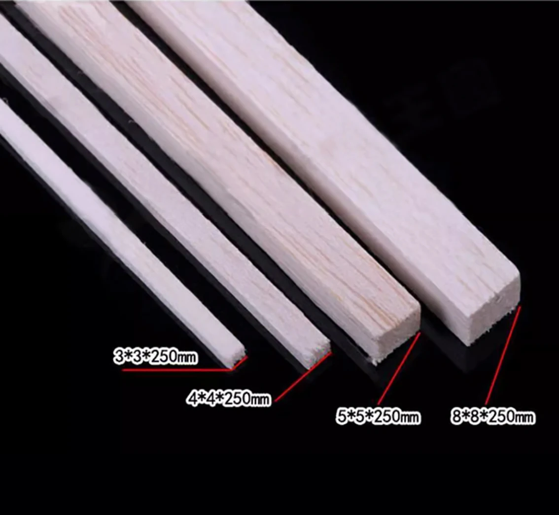 5Pcs Square Pine Wood Strip 3*3mm-10*10mm Solid Pine Rods Length 200mm 250mm DIY Model Material Crafts Decoration Making Parts