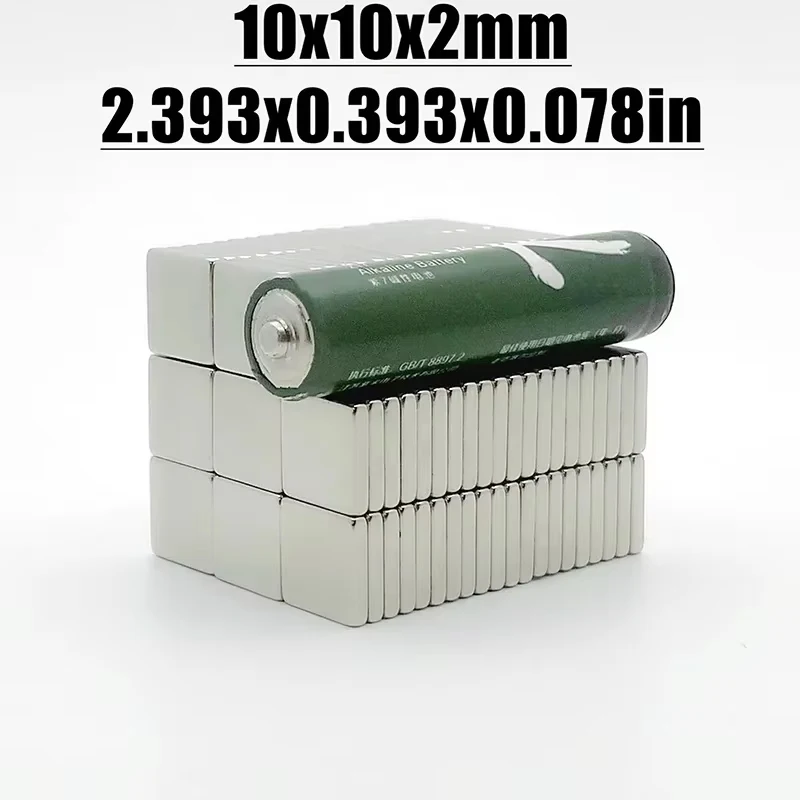 N35 NdfeB 500pcs 10x10x2mm Magnet Neodymium Magnet Rectangular Shape Permanent Magnetic Imanes Magnets 10*10*2 Magnet Accessory