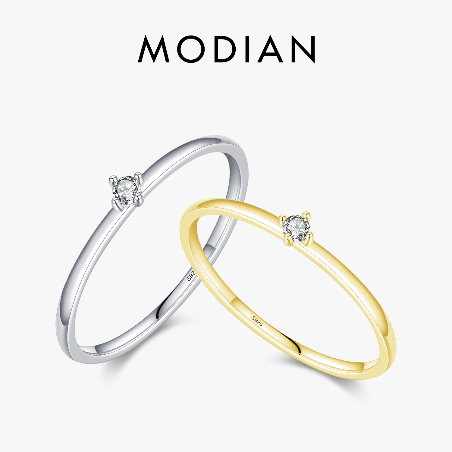 MODIAN Classic Round D Color Moissanite Finger Rings For Women 925 Sterling Silver Wedding Engagement Band Ring Fine Jewelry