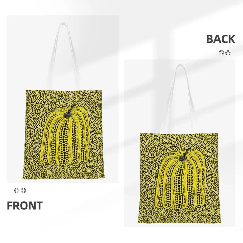 Polka Dot Yayoi Kusama Abstract Art Pumpkin Polka Grocery Tote Shopping Bag Women Custom Canvas Shopper Shoulder Bag Handbags