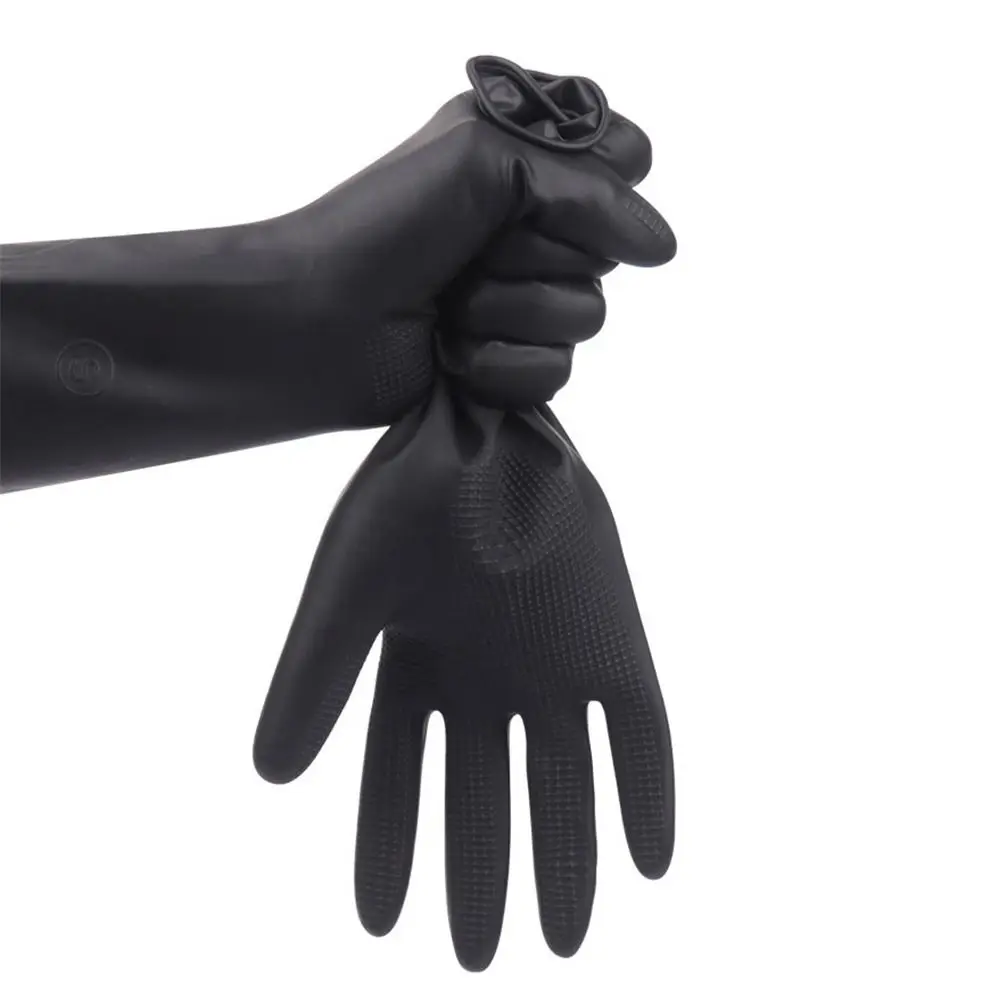 1 Pair Black Latex Work Gloves Multi-purpose Waterproof Household Wear-Resistant Gloves Kitchen Bathroom Cleaning Supplies