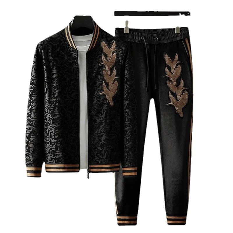 

High-end men's casual suit, jacquard embroidery, bird sports baseball suit, fashionable spring and autumn