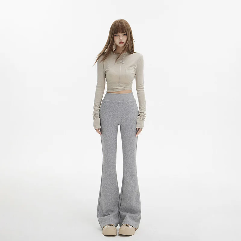 

Hot Girl Casual Pants Spring Slim Fit Versatile Floor-Length Slightly Flared