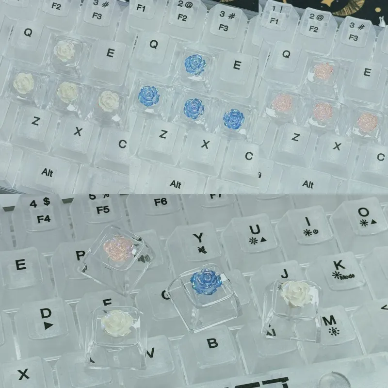 In Stock 4pcs Transparent Keycaps Custom Cherry Profile WASD/arrow Keycap Cute Cartoon Anime Handmade Point Key Cap MX Switch