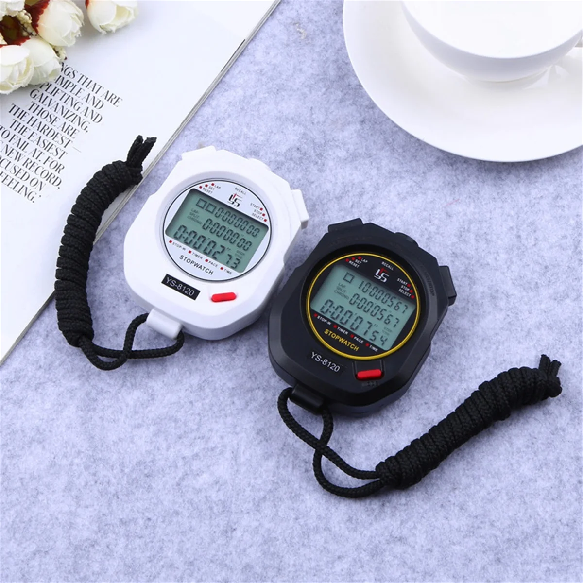 ABNJ Digital Timer Stopwatch Chronograph Sports Training Digital Chronometers 3 Rows Display of 120 Tracks Black