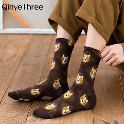 New Funny Girls' Cute Cartoon Panda Corgi Dog Cat Bear Rabbit Soft Cotton 3D Plaid Socks Gift Dropship