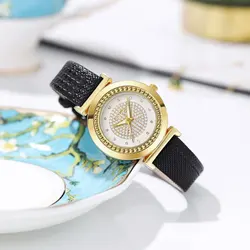 Trendy luxury women's leather strap watch, starry sky with diamonds, business and leisure women's full diamond quartz watch