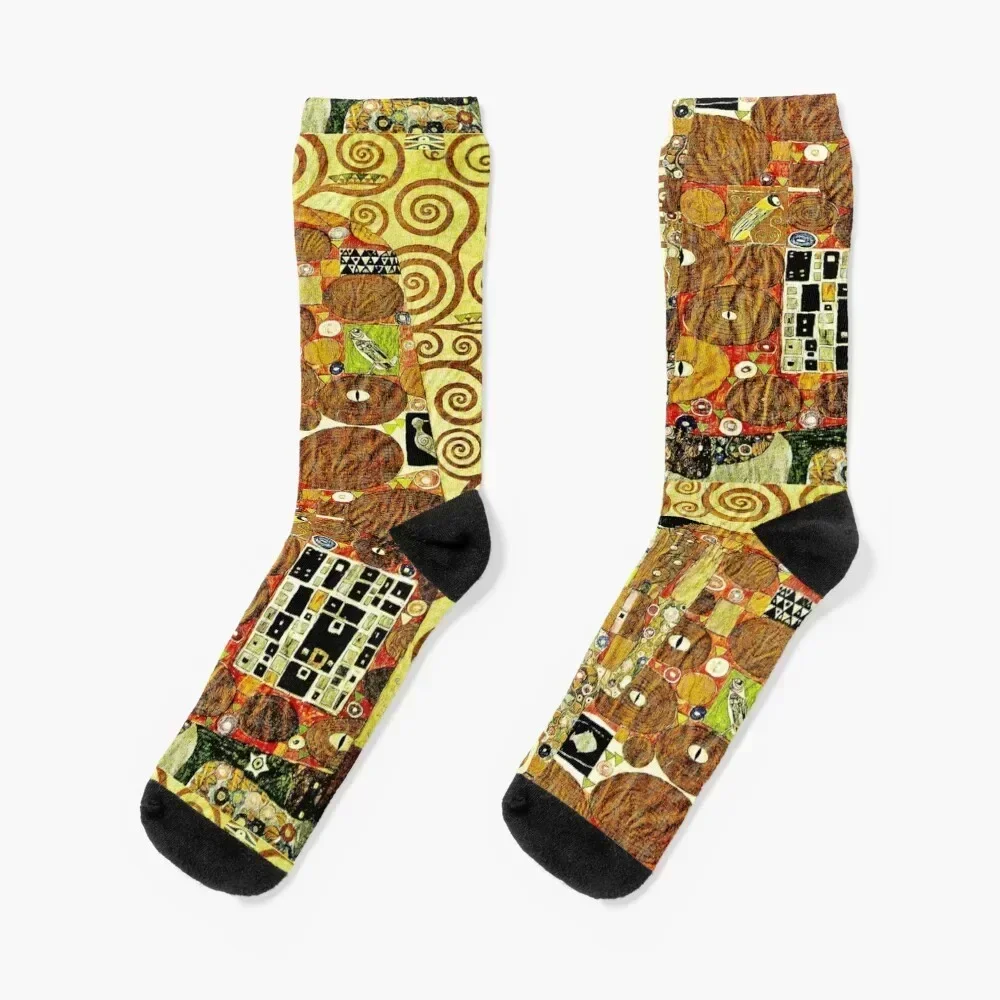 Fulfillment | The Tree of Life by Gustav Klimt Detail - Gold Socks hiphop Children's football Socks Female Men's
