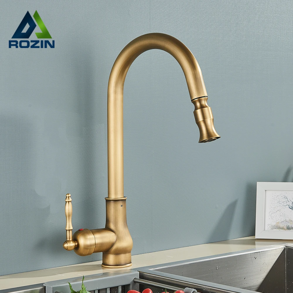 robinet-de-cuisine-en-laiton-antique-rozin-avec-bec-extractible-robinet-de-cuisine-noir-a-un-trou-mitigeur-d'eau-chaude-et-froide-pivotant