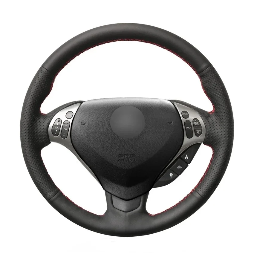 Hand-stitched Black Leather Car Steering Wheel Cover for Acura TL 2007 2008 (3-Spoke)