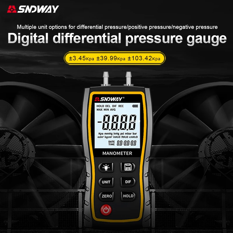 

SNDWAY Digital Air Pressure Meter Differential Pressure Gauge Manometer HVAC Gas Stress Negative Vacuum Press Gauges Manometro