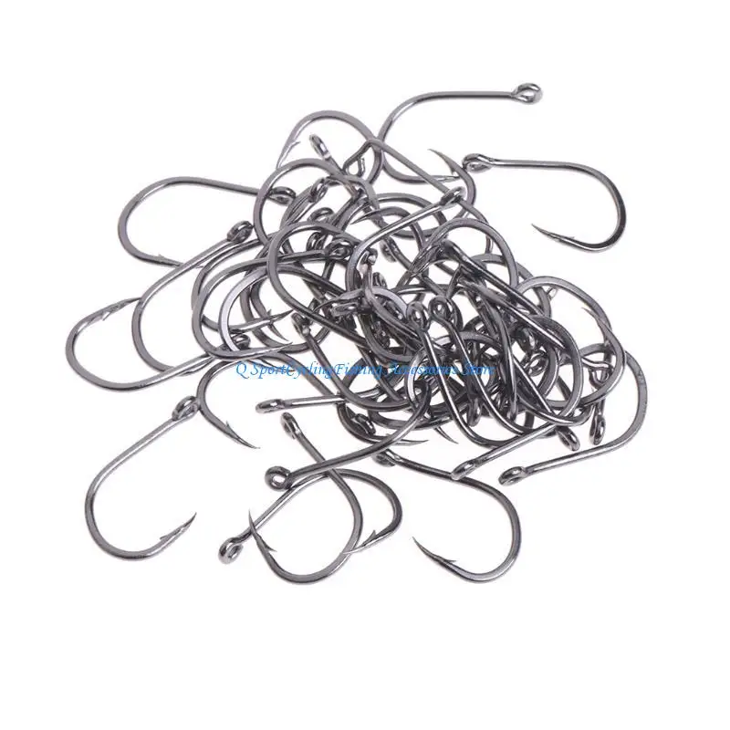 

50 Pcs/Box Fishing Hook High Carbon Steel Jig Ring Barbed Carp Tackle Accessory