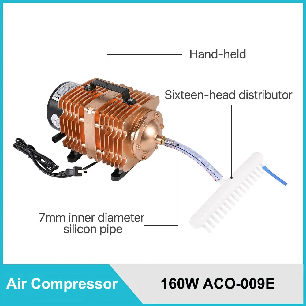 Pompa di aria magnetica elettrica del compressore d\'aria 160W per la tagliatrice dell\'incisione Laser di CO2 ACO-009E