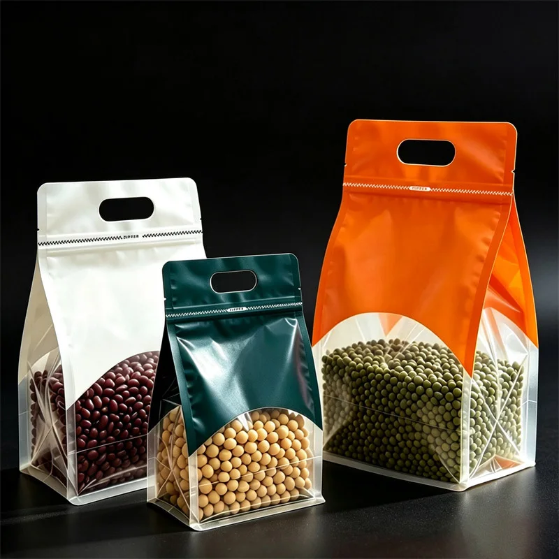 50Pcs Transparent Handheld Seal Bags,Resealable Bag For Grains,Snacks,Coffee.Cat & Dog Food Storage Seal Pouch,Customizable LOGO