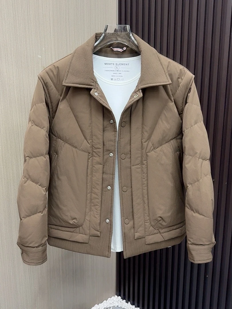 

High Quali Men's Winter Faionable mat Design down Jaet Warm Lightweight Coat Polyester Fiber Long Sve ort S...