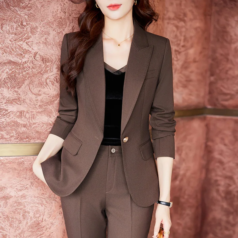 

Khaki Small Suit Jacket for Women 2023 Autumn New High-Grade Temperament Top Slim Fit Business Suit Suit