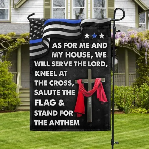 Jesus Cross Thin Blue Line Flag As For Me And My House We Will Flag Graden Flag FFLCCE ZZA WWL IIC