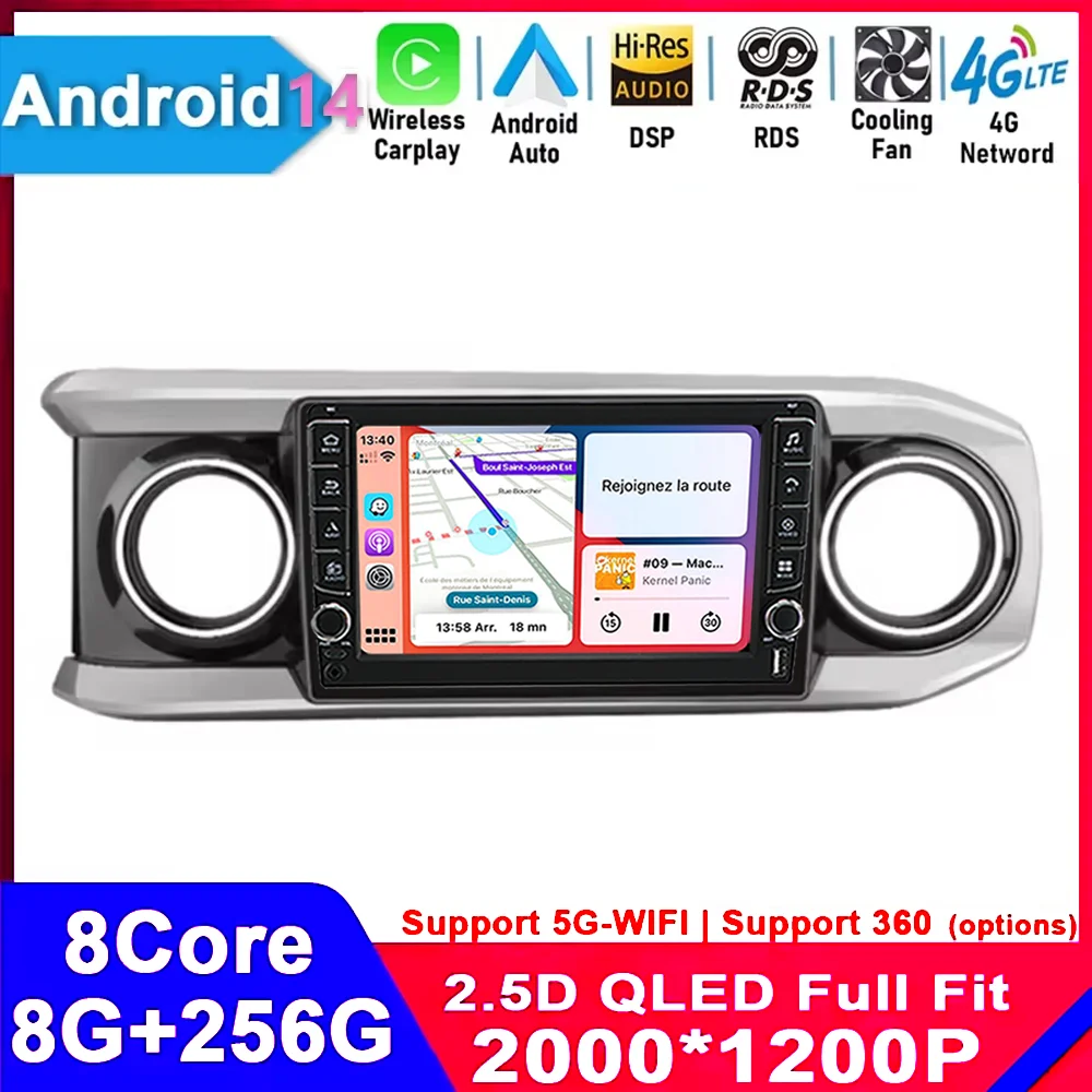 

9" Android 14 Car Stereo Radio Multimedia GPS Player For Toyota Tacoma N300 TRD Sport 2015-2021Head Unit Plug And Play 8G+256G