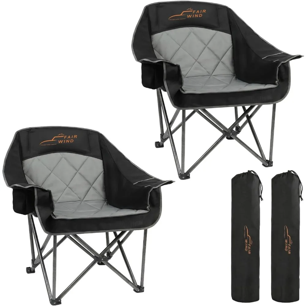 Oversized Padded Camping Chair Heavy Duty Quad Fold Portable Outdoor Support 500LBS