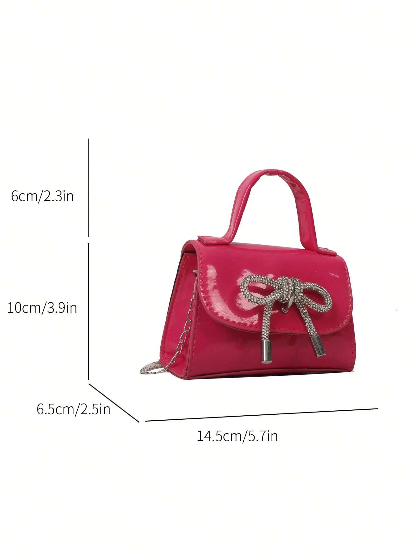 Mirror Pu Mini Handbag With Bow Decoration, Fashionable Shiny Butterfly Decorated Mini Handbag Crossbody Bag For Women Girls