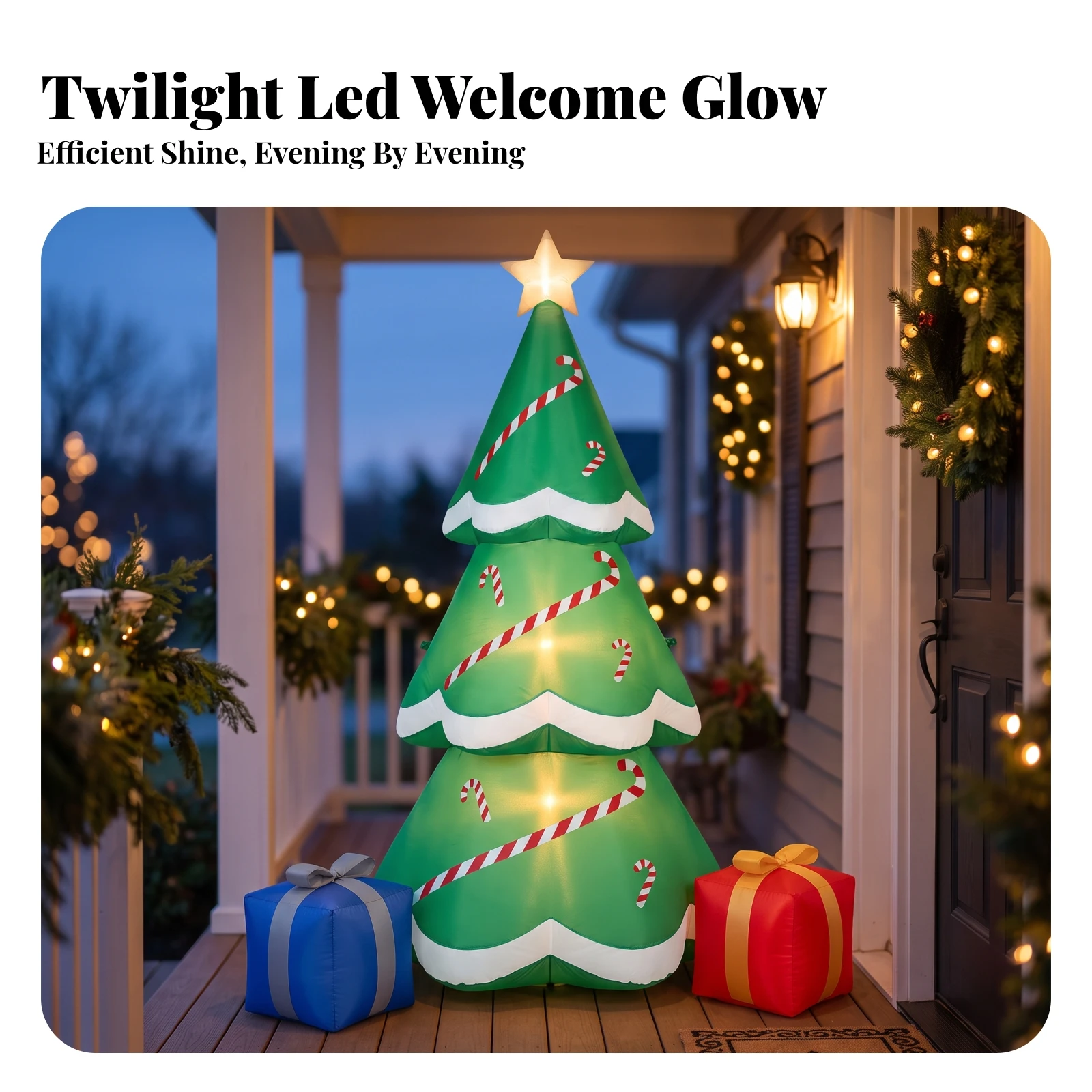 Inflatable Christmas Tree Waterproof Inflatable Christmas Tree with Gift Boxes Lightweight Tall for Yard, Entryway