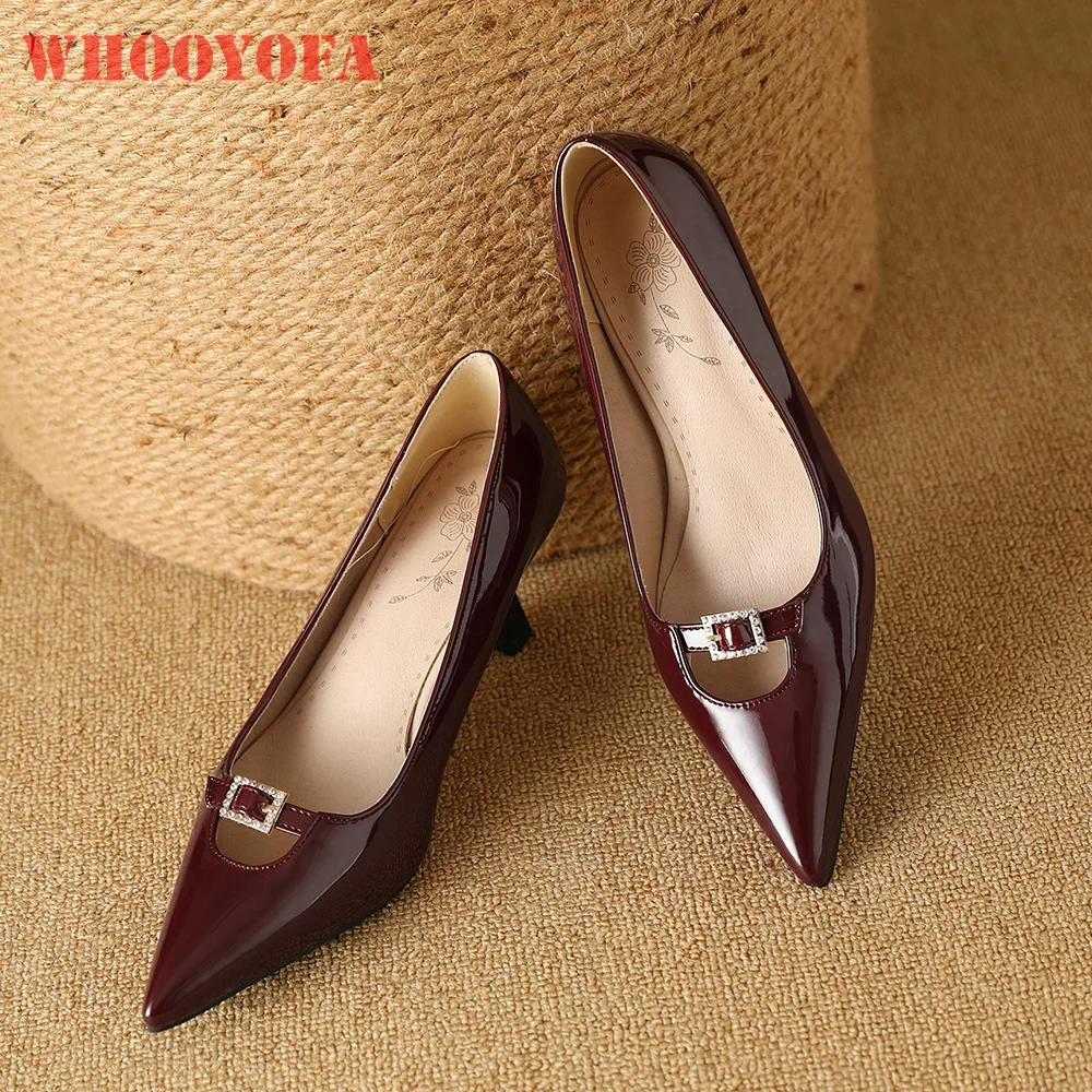 

2025 Spring New Classic Wine Red Apricot Women Pumps Sexy 3 Inch High Heels Lady Party Shoes Small Big Size 32 43 46 48