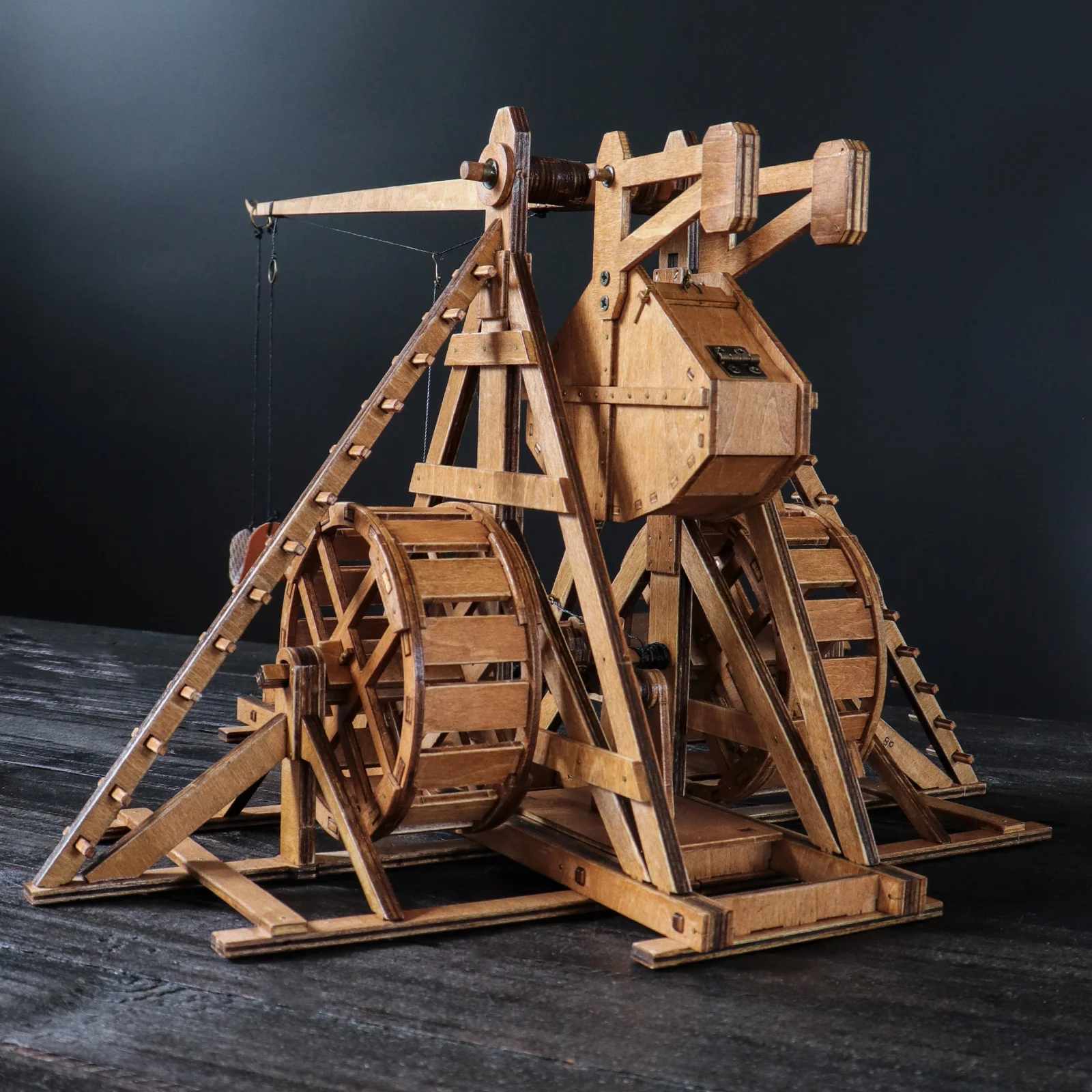 YAQUMW MINI Counterweight Trebuchet with Wheels Europe Medieval Siege Chariot Catapult 3D Wooden Puzzles Model Kits Desktop Toys