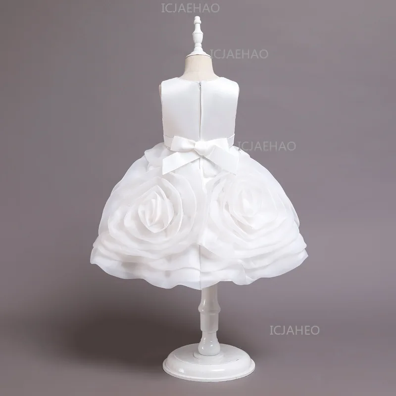 Girls Princess Dress, Floral Tulle Tutu Gown, Sleeveless Train Dress For Piano Performance, Kids Formal Party Dress Children