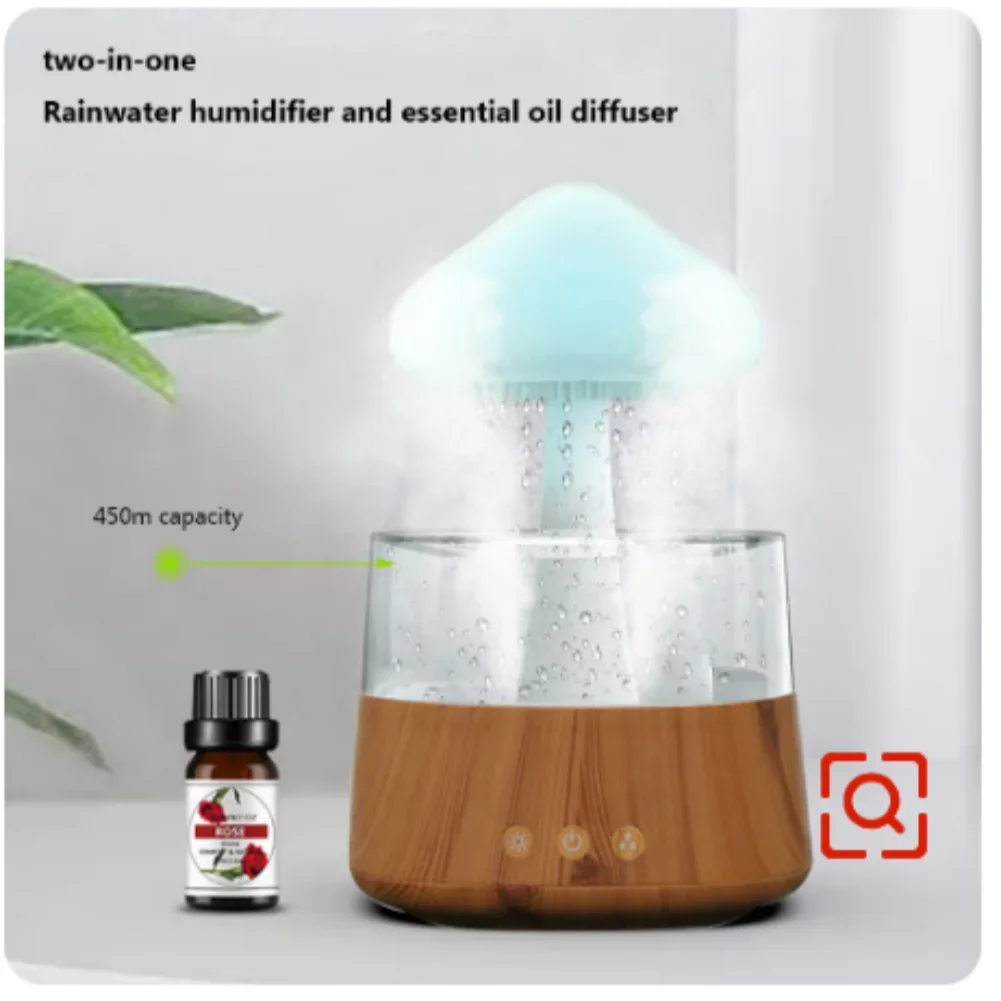 Paddestoelwolk Regen Luchtbevochtiger Kleur Licht Elektrisch Aroma Diffuser Regen Geur Diffuser Ontspannend Kleur Nachtlampje