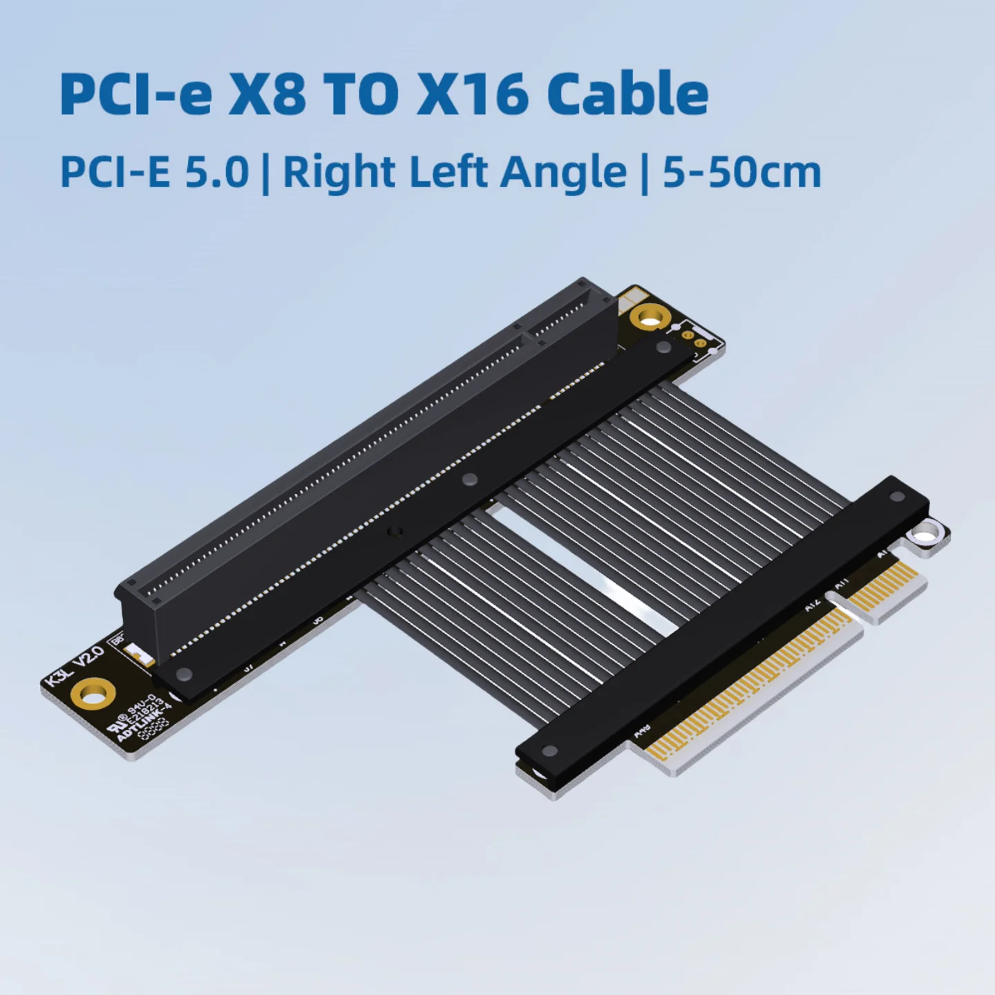 

ADT Dwarfed Left Right Angled PCIe 5.0 X8 To X16 Male To Female Graphics Card Extension Riser Cable Gen5 High-speed Lossless