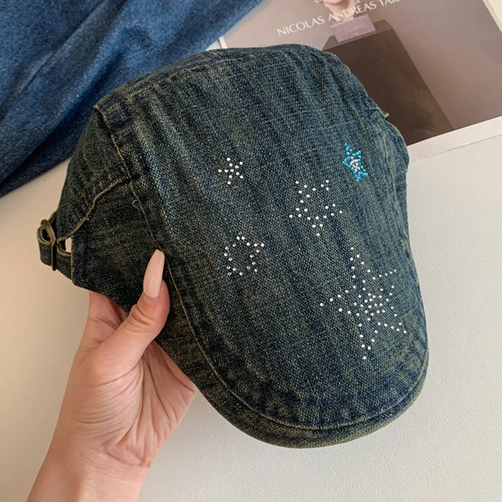 

Fashion Vintage Star Cowboy Beret Y2k Embroidey Forward Hat American Visor Artist Hat Teenagers