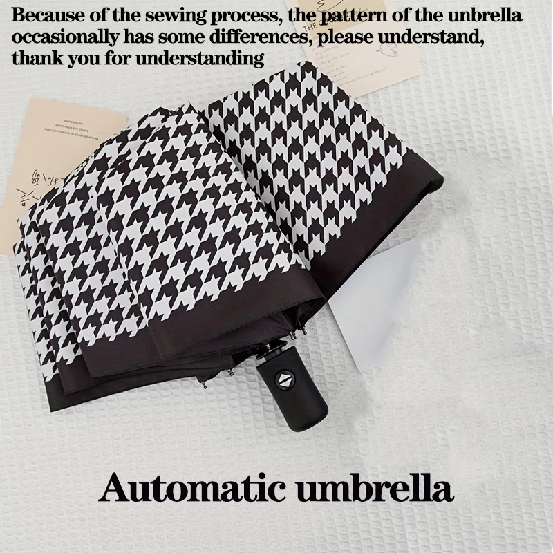 umbrella,Windproof,rainproof,houndstooth,Fashionable British style，sunshade umbrella Travel Portable Folding Automatic Umbrella