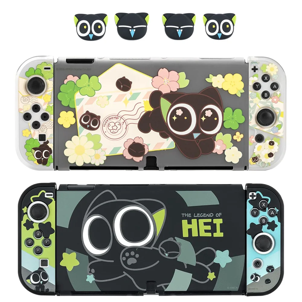 GeekShare Luo Xiao HEI Series Case Compatible with Switch OLED, Detachable Hard PC Full-Cover Protective Shell - Spring Letter