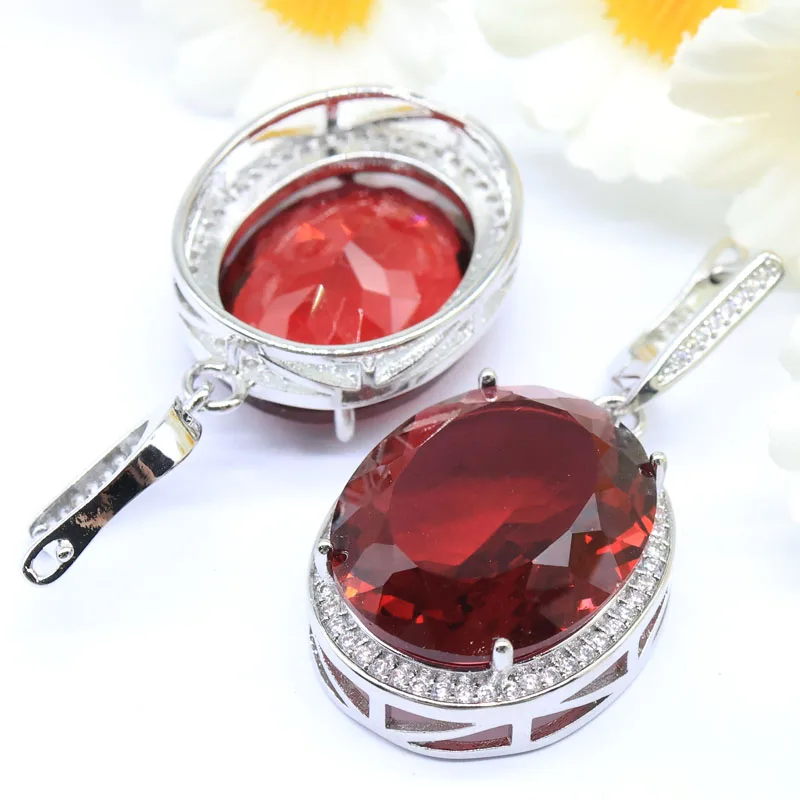 

40x21mm Created Fire Rainbow Mystic Topaz Rhodolite Garnet Blue Topaz Violet Tanzanite Silver plated Dangle Earrings