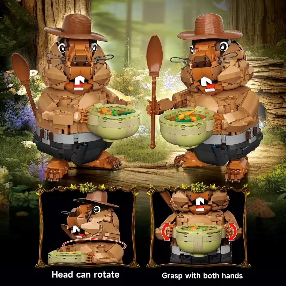 2026 novo criativo marmota blocos de construção conjunto modelo animal kit quebra-cabeça montagem educacional diy aniversário natal presentes do dia das bruxas