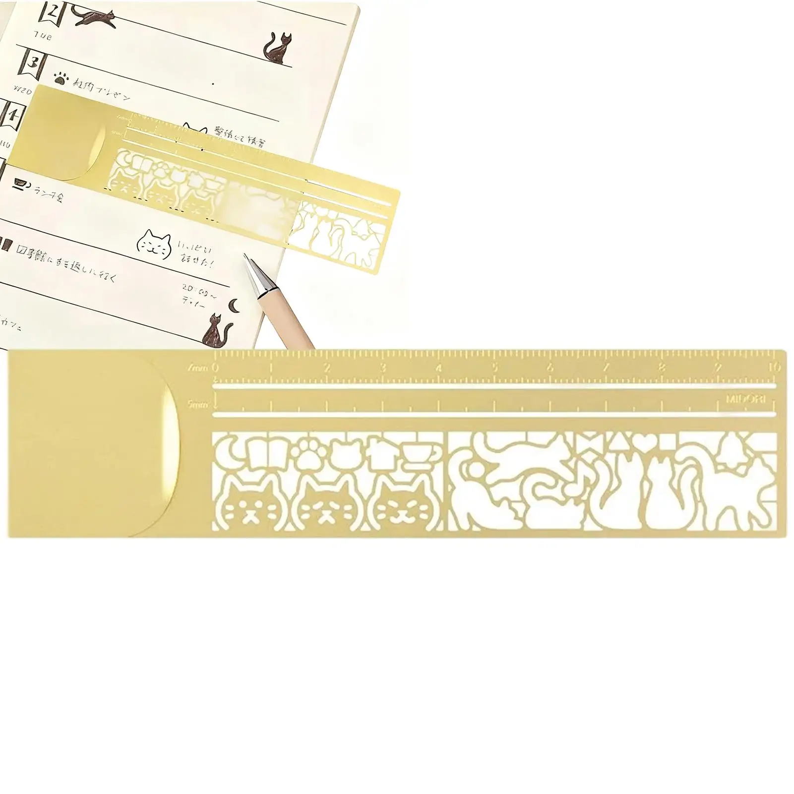 Portable Stencil Ruler Cute Cartoon Cats Claw Ruler Notebook DIY Tool Template Offices Supplies For Birthdays Gifts