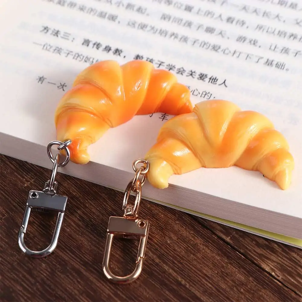 Funny Croissant Keychain Cartoon Keyring Simulation Food Toy Children Gifts Creative Cute Food Model Pendant Backpack Decor