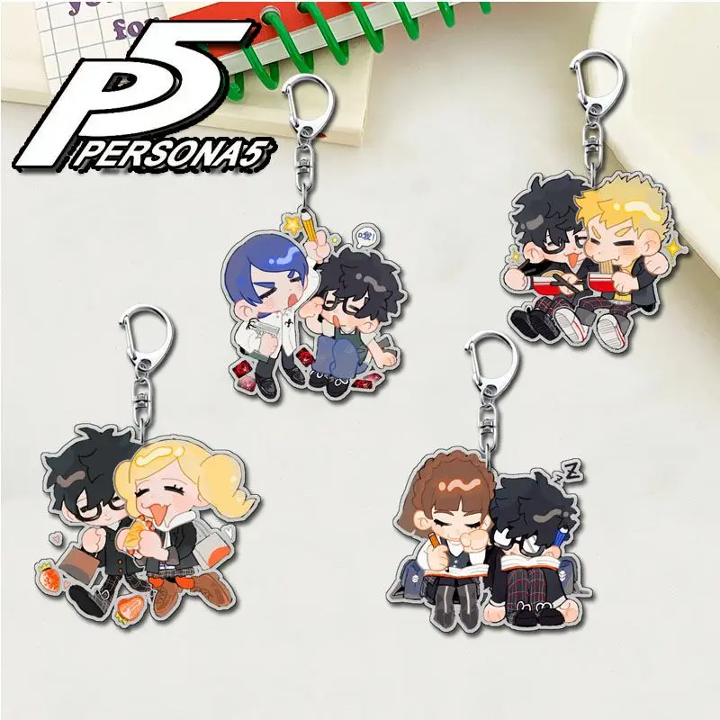 Persona Anime Keychain Women Amamiya Ren Yuuki Makoto Acrylic Key Chain Man Key Ring Cute Accessories Bag Pendant Ornament Gift