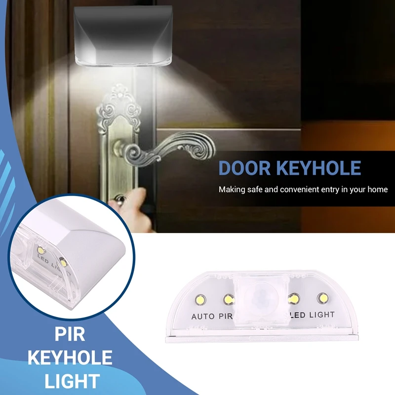 ร้อน! 4 LED Auto PIR อินฟราเรดไร้สายประตู Keyhole Motion Sensor โคมไฟแสง