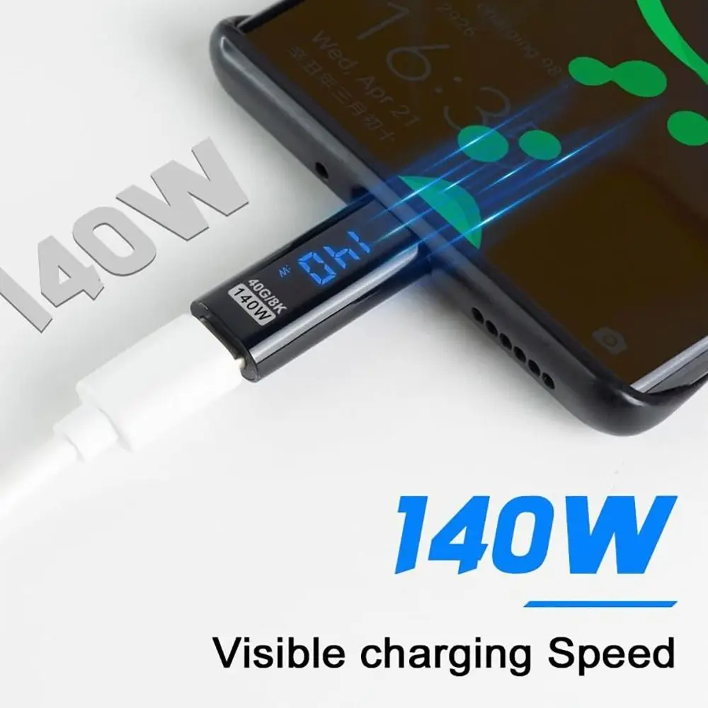 PD 140W USB-C Adapter 8K 60HZ 40Gbps Power Meter Tester Digital LED Display Aluminium Alloy for iOS Converter Laptop