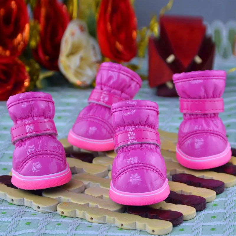4 Teile/sätze Winter Hund Wasserdichte Regen Schuhe Für Kleine Hunde Warme Fleece Welpen Haustier Schuhe Hund Schnee Stiefel Chihuahua Yorkie Teddy Sho – Detail 6