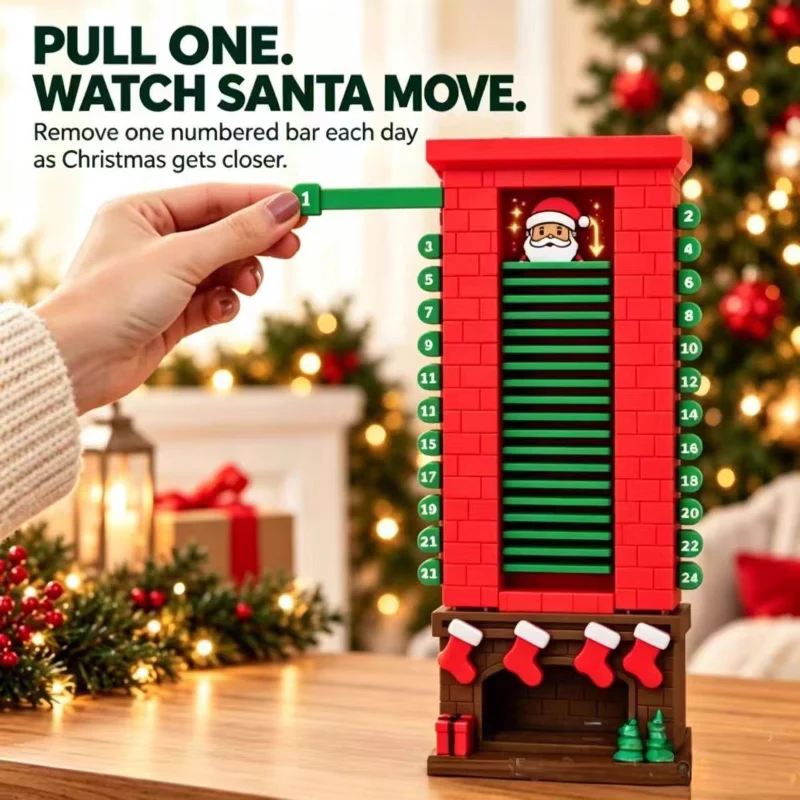 24 Day Christmas Countdown, 3D Santa Claus Chimney Ornament Calendar With Pull Tab Advent, Christmas Home Decoration Gifts 2026