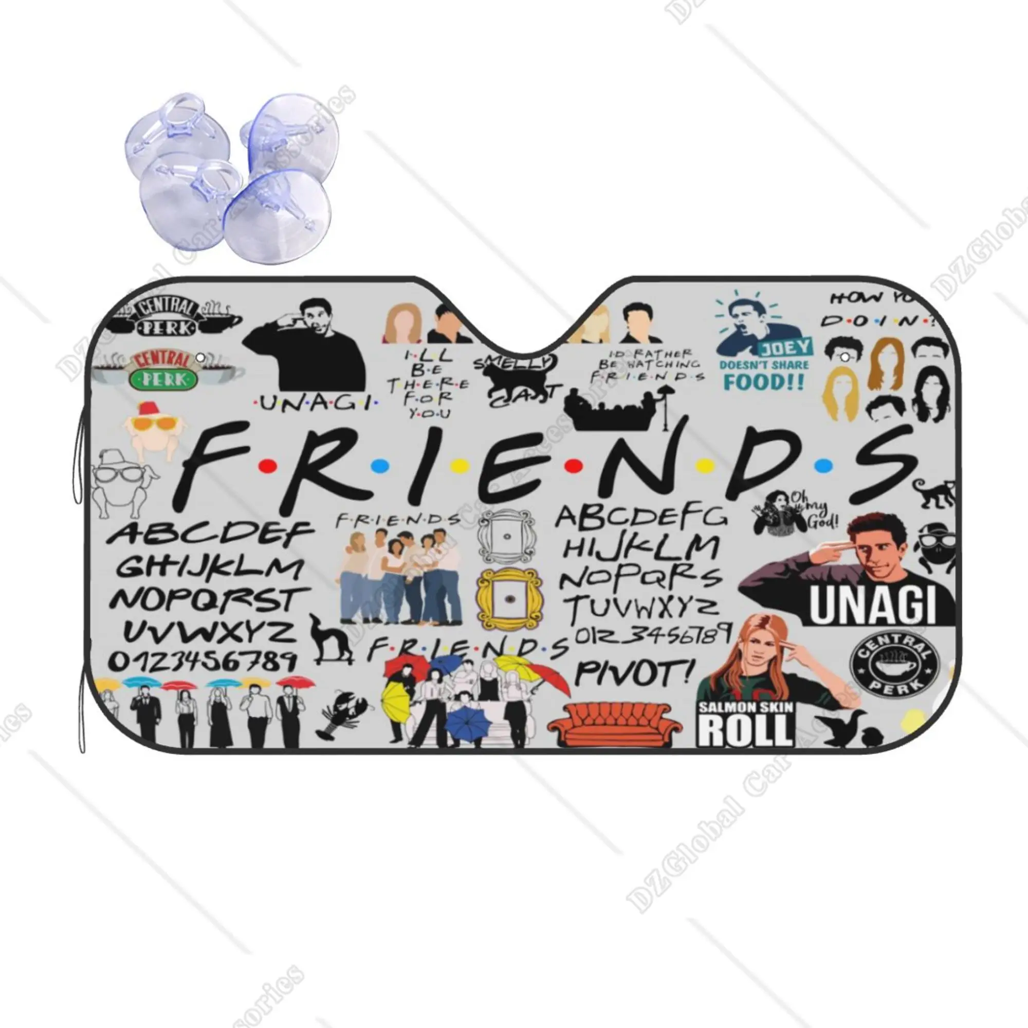 Friends TV Show American Windshield Sunshade Cartoon Central Perk Car Front Windshield 76x140cm Car Sun Shade Visor