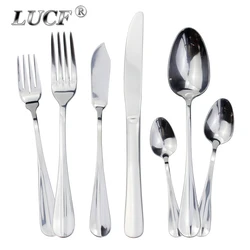 New Arrival 6 Thick Utensils Delicate Western Dinnerware Set Mirror Stainless Steel Cutlery Cake Forks Sugar Spoons For Kitchen