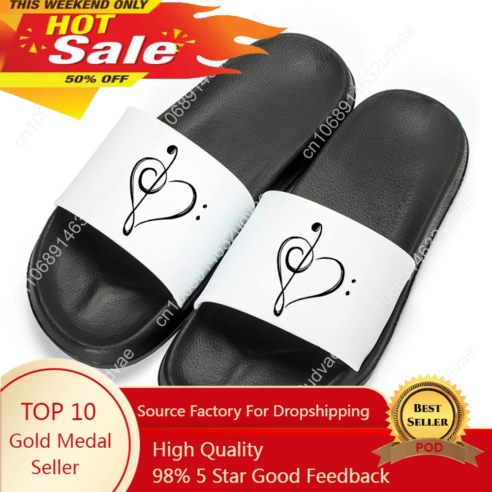 

Unisex Slipper New Black Music Symbols Summer PVC Slippers Outdoor Slides Soft Thick Soled Pool Indoor Home Slippers Womens