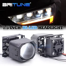 Britune 1.5 Inch Bi-LED Projector Lens Matrix LED Headlight Lamps 7000LUX High Low Beam Tuning Motorcycle Car Styling Upgrade