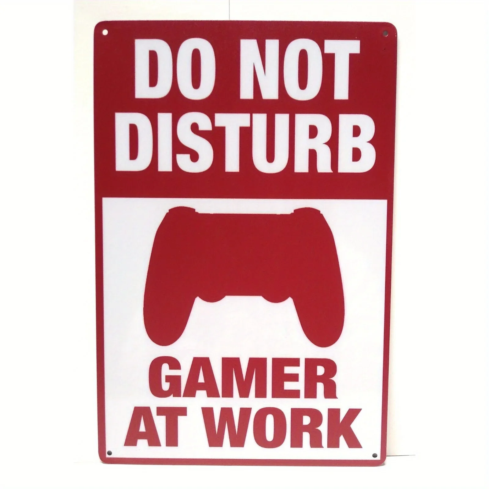 Letrero de metal vintage "Do Not Disturb Gamer at Work", decoración rústica de pared para el hogar, la oficina o la sala de juegos, juego rojo y blanco