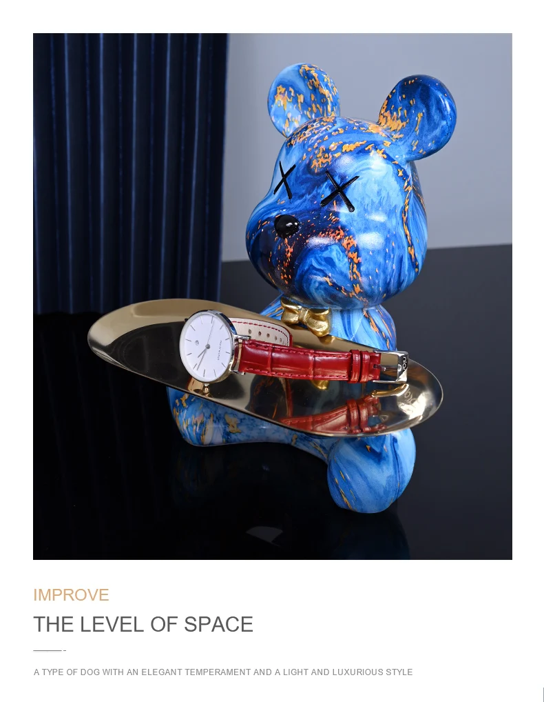 Bunte Bärenstatuen und Skulpturen Butler Figur Ornamente Innen Nordic Dekorative Zimmer Tischdekoration Harz Handwerk Geschenk – Detail 16